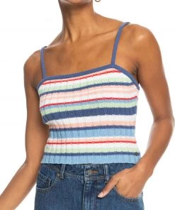 Roxy Women's Dream Sign Stripe Tank Top For Women Bijou Blue