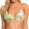 Roxy Women's Wildflowers Tiki Triangle Swimsuit Top For Women Turf Green/undrtn Stripes
