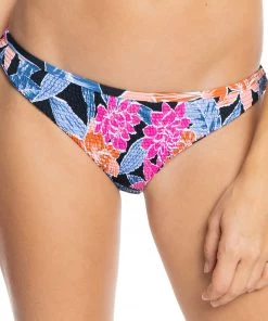 Roxy Women's Tropical Oasis Smocked Bikini Bottom For Women Anthracite Combo