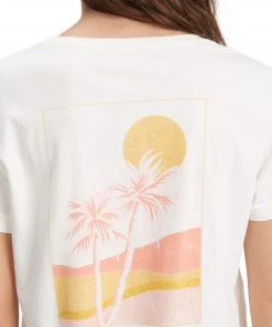 Roxy Women's Palm Lines Short Sleeve Graphic T-Shirt For Women Snow White -Cheap Roxy Shop unnamed file 1182