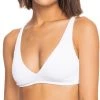 Roxy Women's Ribbed Love The Oceana V Bikini Top For Women Bright White