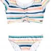 Roxy Girls' Malibu Story Crop Top Swim Set For Girls' Bright White Stripe