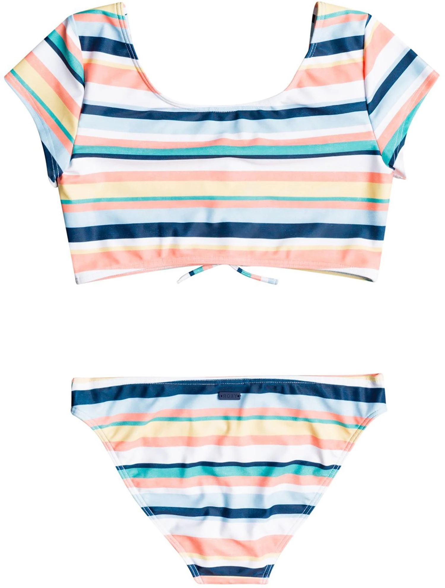 Roxy Girls' Malibu Story Crop Top Swim Set For Girls' Bright White Stripe 2 Roxy Girls' Malibu Story Crop Top Swim Set For Girls' Bright White Stripe - Image 2