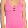 Roxy Women's Love Rib Asia One Piece Swimsuit For Women Pink Guava