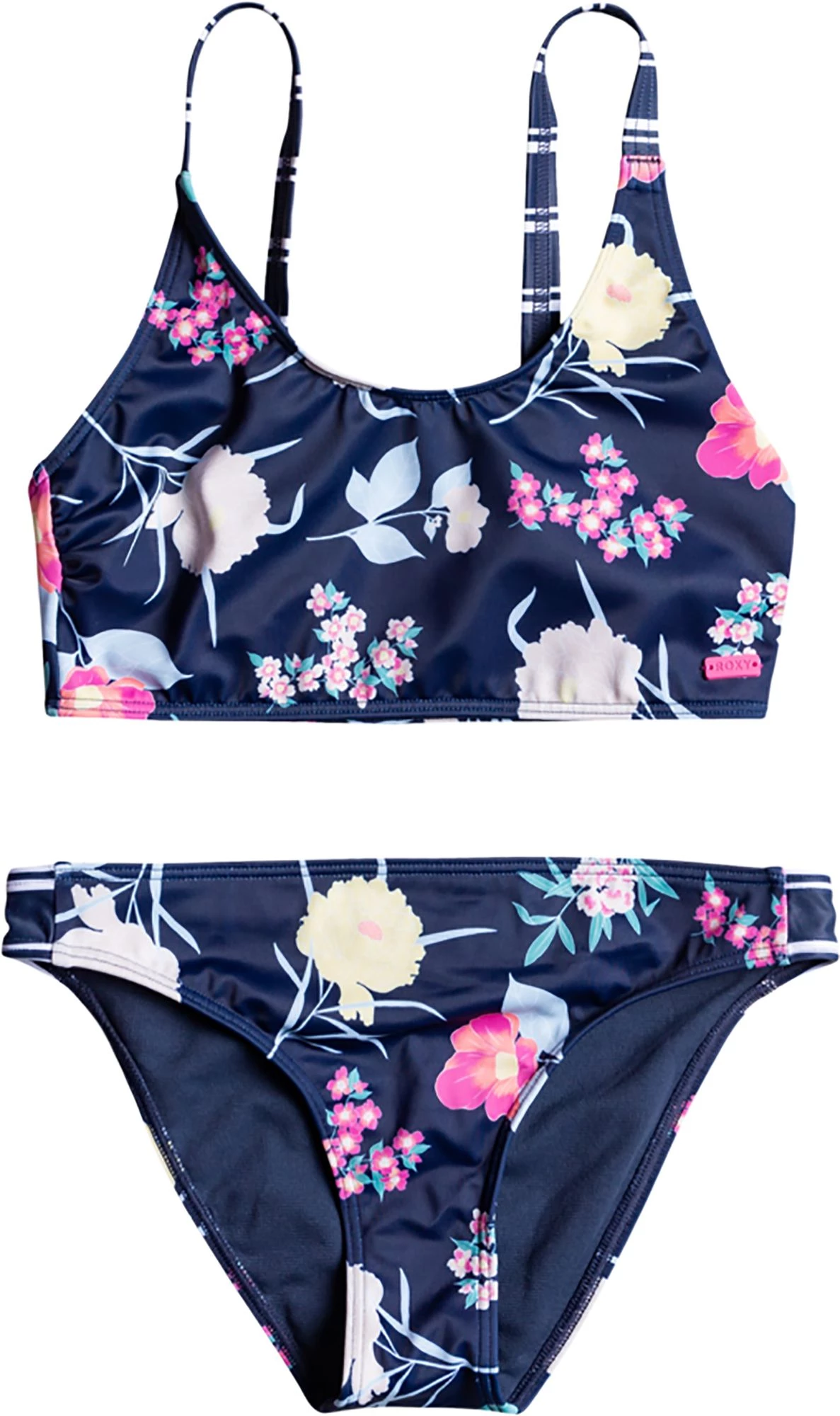 Roxy Girls' Flower Addict Crop Top Swim Set For Girls' Mood Indigo 1 Roxy Girls' Flower Addict Crop Top Swim Set For Girls' Mood Indigo