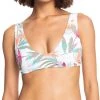 Roxy Women's Beach Classics Elongated Triangle Bikini Top For Women White Floral