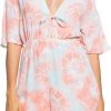 Roxy Women's Chill August V-Neck Coverup Romper For Women Peach Tie Dye