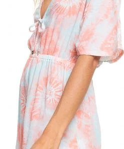 Roxy Women's Chill August V-Neck Coverup Romper For Women Peach Tie Dye -Cheap Roxy Shop unnamed file 1289