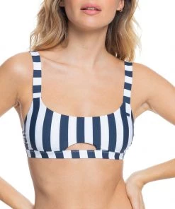 Roxy Women's Parallel Paradiso Reversible Bralette Bikini Top For Women Mood Indigo/bg Revo Strps