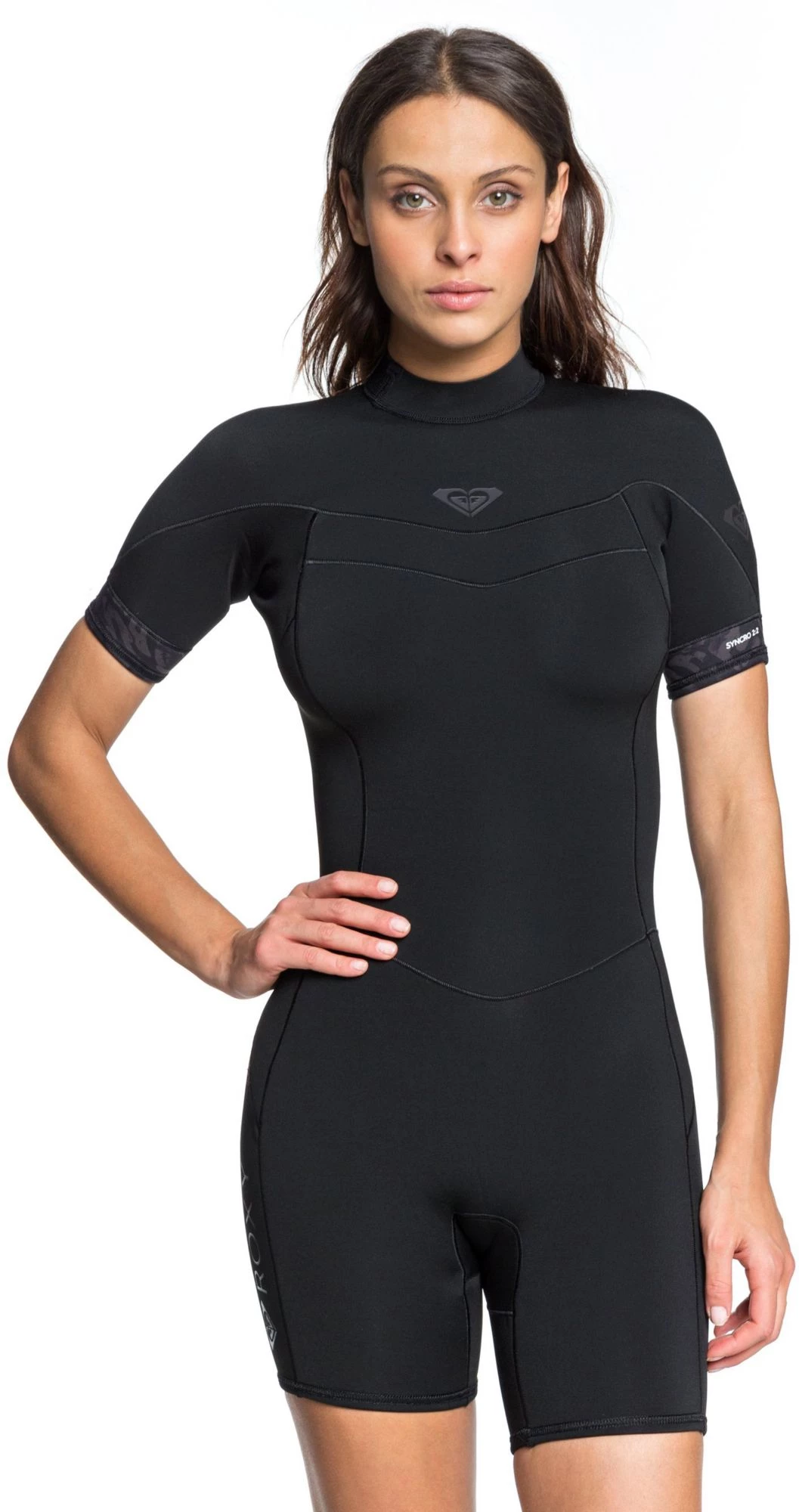 Roxy 2/2mm Syncro Back Zip Short Sleeve Women's Wetsuit For Women Black/jet Black 3 Roxy 2/2mm Syncro Back Zip Short Sleeve Women's Wetsuit For Women Black/jet Black - Image 3