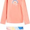 Roxy Girls' Touch Of Rainbow Long Sleeve Rashguard Set For Girls' Regatta Over The Rainbow
