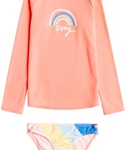Roxy Girls' Touch Of Rainbow Long Sleeve Rashguard Set For Girls' Regatta Over The Rainbow