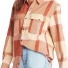 Roxy Women's Let It Go Flannel Long Sleeve Shirt For Women Beige Multi