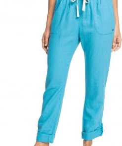 Roxy Women's On The Seashore Linen Trousers For Women Adriatic Blue