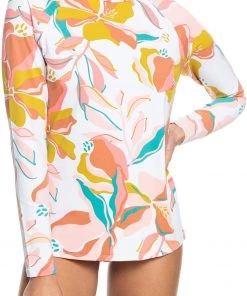 Roxy Women's Beach Classics Print Long Sleeve Rashguard For Women Bright White/paradiso Opt