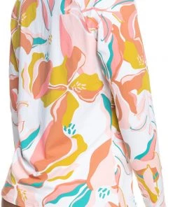 Roxy Women's Beach Classics Print Long Sleeve Rashguard For Women Bright White/paradiso Opt -Cheap Roxy Shop unnamed file 1433