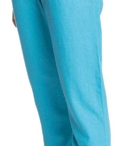 Roxy Women's On The Seashore Linen Trousers For Women Adriatic Blue -Cheap Roxy Shop unnamed file 144