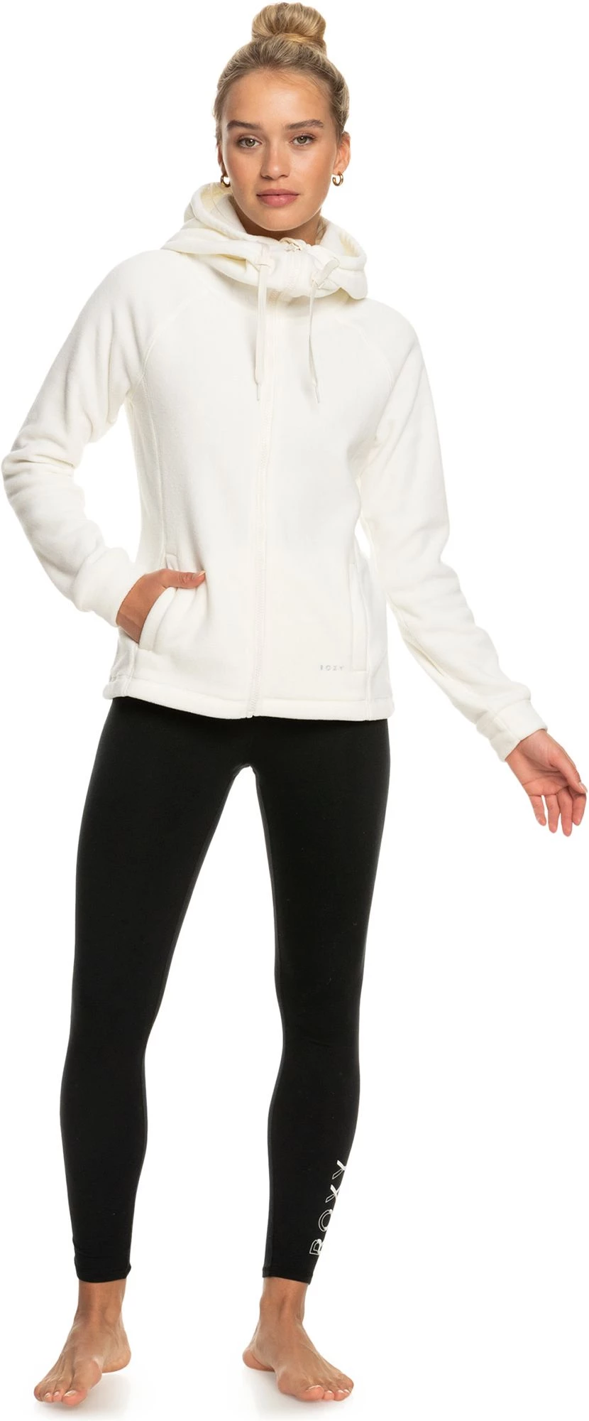 Roxy Women's Keeping Me Alive Full-Zip Fleece Jacket For Women Egret 2 Roxy Women's Keeping Me Alive Full-Zip Fleece Jacket For Women Egret - Image 2