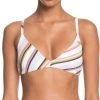 Roxy Women's Printed Beach Classic Fixed Triangle Bikini Top For Women Bright White
