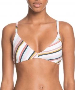 Roxy Women's Printed Beach Classic Fixed Triangle Bikini Top For Women Bright White