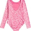 Roxy Girls' Splendid Dream Long Sleeve One Piece Swimsuit For Girls' Pink Guava S Ditsy Dreams