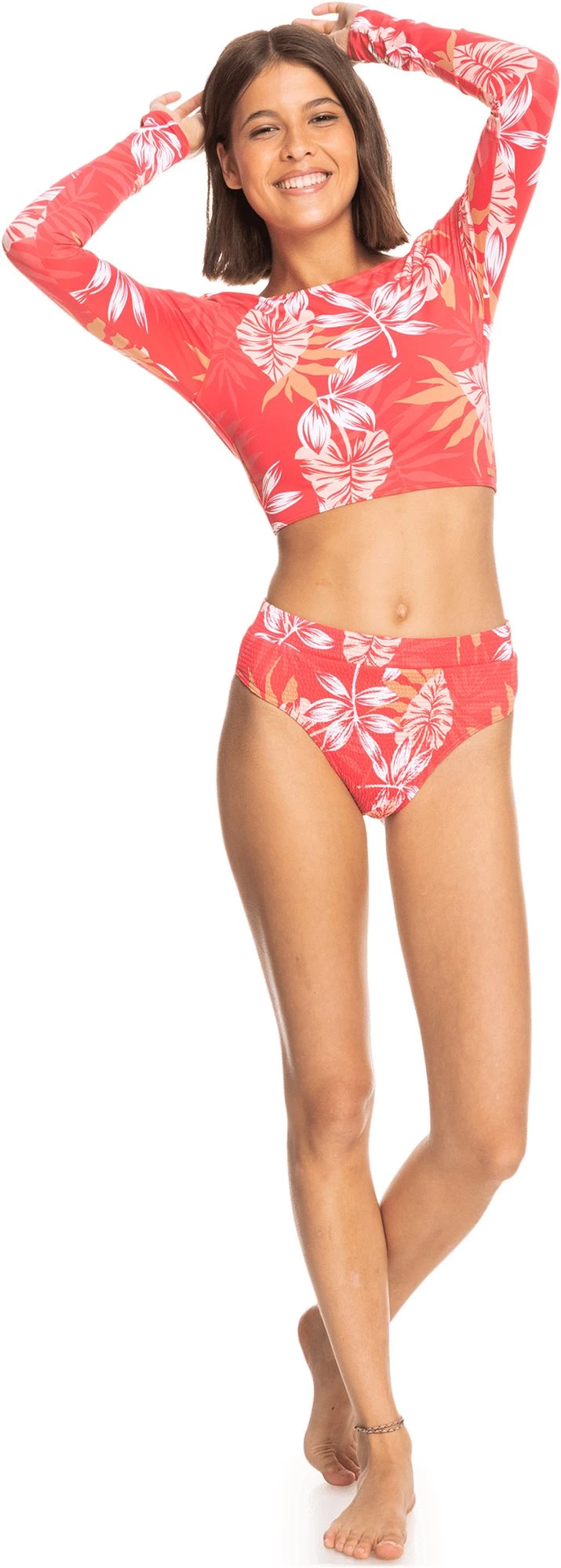 Roxy Women's Seaside Tropics Long Sleeve Crop Rashguard For Women Hibiscus Seaside Tropics 2 Roxy Women's Seaside Tropics Long Sleeve Crop Rashguard For Women Hibiscus Seaside Tropics - Image 2