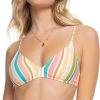Roxy Women's Printed Beach Classics Athletic Triangle Bikini Top For Women Bright White/paradiso Opt