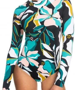 Roxy Women's Printed Beach Classics Long Sleeve Rashguard For Women Anthracite