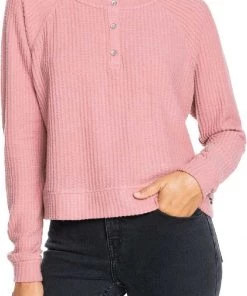 Roxy Women's Take It Home Waffle Crewneck Sweatshirt For Women Ash Rose