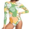 Roxy Women's All Over Print Long Sleeve Onesie Rashguard For Women Turf Green