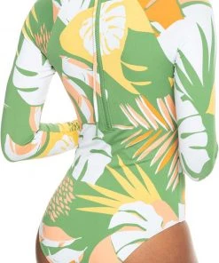 Roxy Women's All Over Print Long Sleeve Onesie Rashguard For Women Turf Green -Cheap Roxy Shop unnamed file 1507