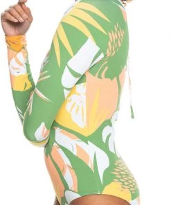 Roxy Women's All Over Print Long Sleeve Onesie Rashguard For Women Turf Green -Cheap Roxy Shop unnamed file 1508