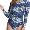 Roxy Women's Baby Long Sleeve UPF 50 One Piece Swimsuit For Women Mood Indigo Seaside Trop
