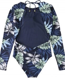 Roxy Women's Baby Long Sleeve UPF 50 One Piece Swimsuit For Women Mood Indigo Seaside Trop -Cheap Roxy Shop unnamed file 1515