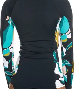 Roxy Women's Printed Beach Classics Long Sleeve Zip Rashguard For Women Anthracite -Cheap Roxy Shop unnamed file 1518