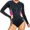 Roxy Women's Active Long Sleeve Front Zip One Piece Swimsuit For Women Anthracite Floral Flow