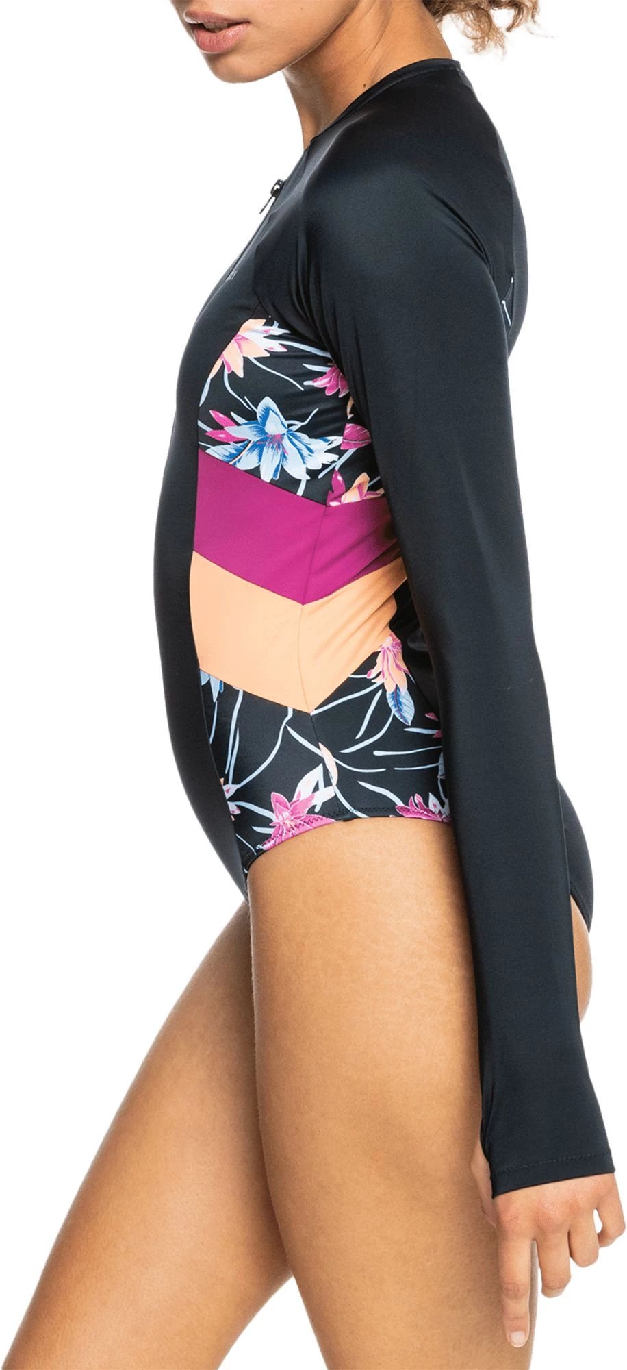 Roxy Women's Active Long Sleeve Front Zip One Piece Swimsuit For Women Anthracite Floral Flow 4 Roxy Women's Active Long Sleeve Front Zip One Piece Swimsuit For Women Anthracite Floral Flow - Image 4