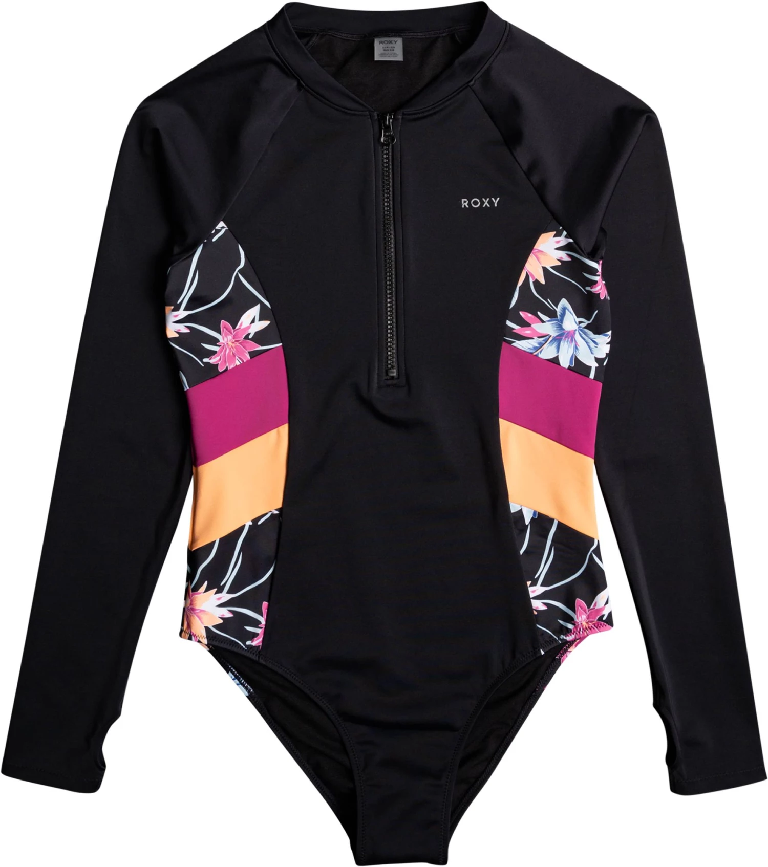 Roxy Women's Active Long Sleeve Front Zip One Piece Swimsuit For Women Anthracite Floral Flow 5 Roxy Women's Active Long Sleeve Front Zip One Piece Swimsuit For Women Anthracite Floral Flow - Image 5