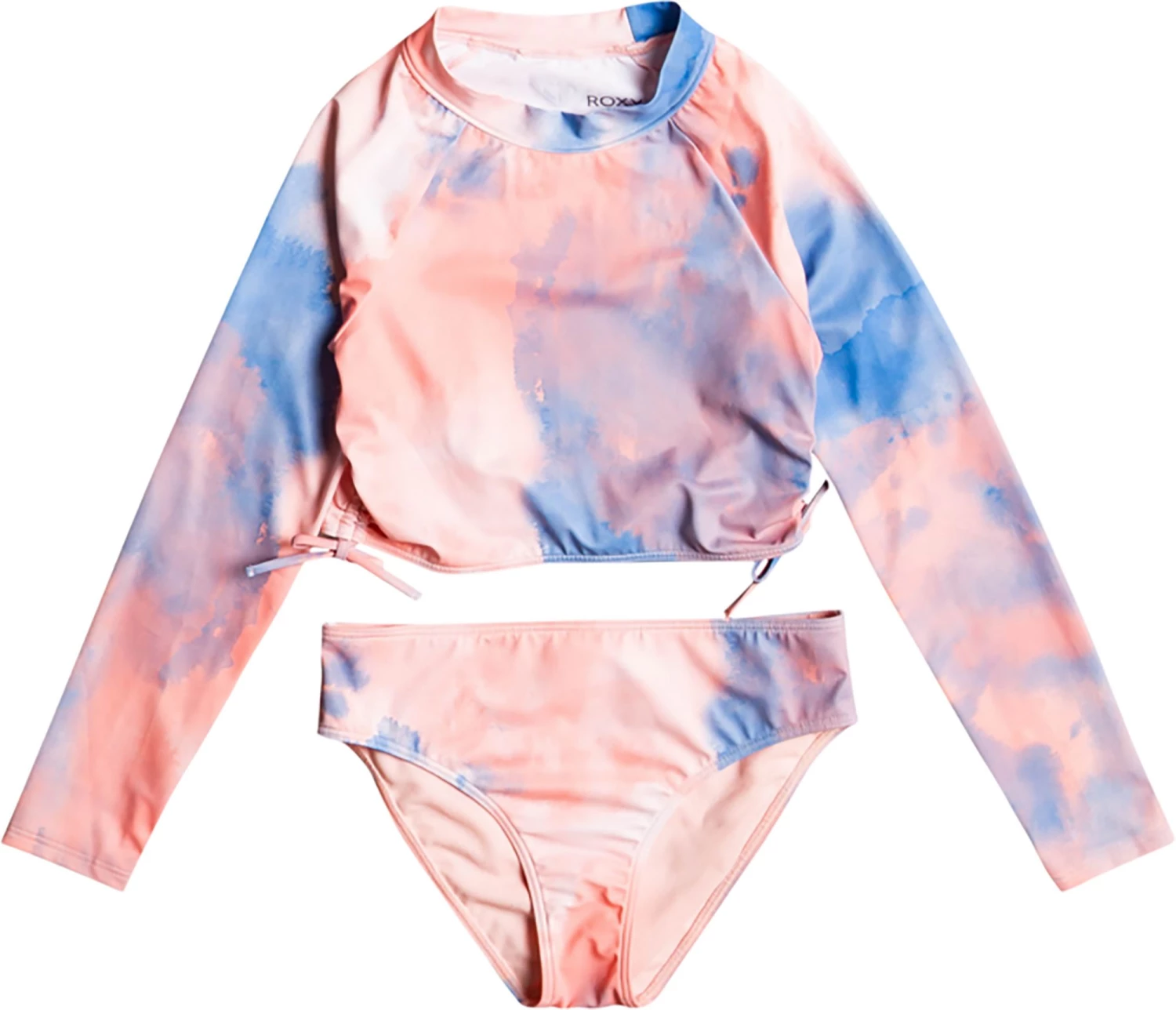 Roxy Girls' Malibu Story Long Sleeve Lycra Crop Top Swim Set For Girls' Tropical Peach 1 Roxy Girls' Malibu Story Long Sleeve Lycra Crop Top Swim Set For Girls' Tropical Peach