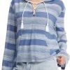 Roxy Women's Head On Over Poncho Hoodie For Women Bijou Blue Horizon Stripe
