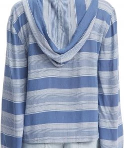 Roxy Women's Head On Over Poncho Hoodie For Women Bijou Blue Horizon Stripe -Cheap Roxy Shop unnamed file 251