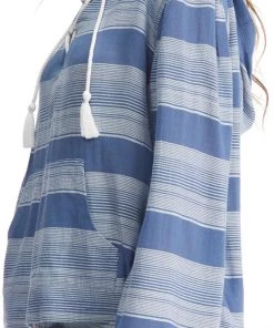Roxy Women's Head On Over Poncho Hoodie For Women Bijou Blue Horizon Stripe -Cheap Roxy Shop unnamed file 252