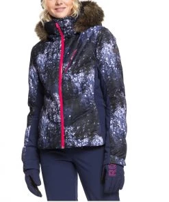 Roxy Women's Plus Size Snowstorm Snow Jacket For Women Medieval Blue Sparkles