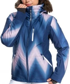 Roxy Women's Jet Ski Premium Snow Jacket For Women Medieval Blue Chevron