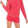 Roxy Girls' Pompom Fleuri Fleece Crew Sweatshirt For Girls' Red