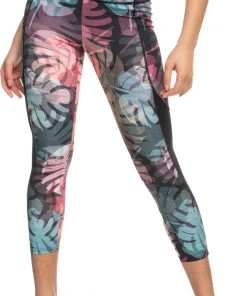 Roxy Women's Back Of My Mind Workout Leggings For Women True Black Print