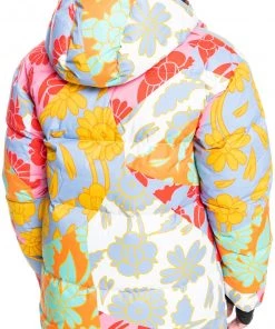 Roxy X Cynthia Rowley Women's Rowley Puffer Jacket For Women Bright Whte Ptchwrk Rowly -Cheap Roxy Shop unnamed file 316