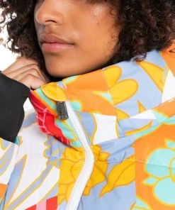 Roxy X Cynthia Rowley Women's Rowley Puffer Jacket For Women Bright Whte Ptchwrk Rowly -Cheap Roxy Shop unnamed file 318