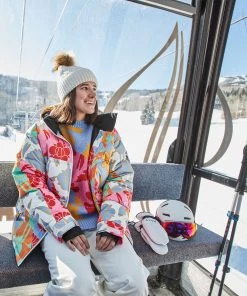 Roxy X Cynthia Rowley Women's Rowley Puffer Jacket For Women Bright Whte Ptchwrk Rowly -Cheap Roxy Shop unnamed file 320