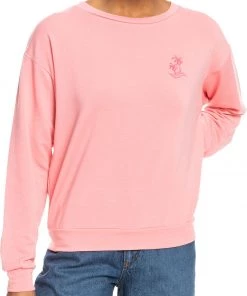 Roxy Women's Surfing By Moonlight Sweatshirt For Women Strawberry Pink